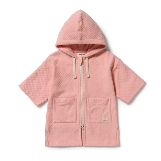 Wilson & Frenchy Petal Pink Check Organic Terry Hooded Towel