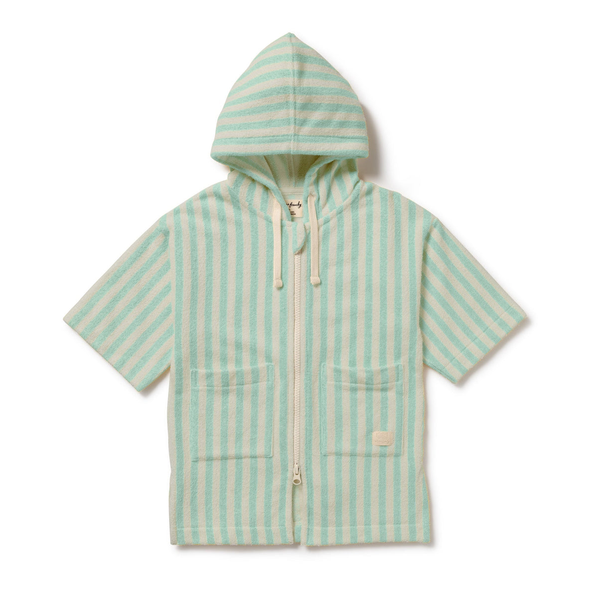 Wilson & Frenchy Seafoam Stripe Organic Terry Hooded Towel