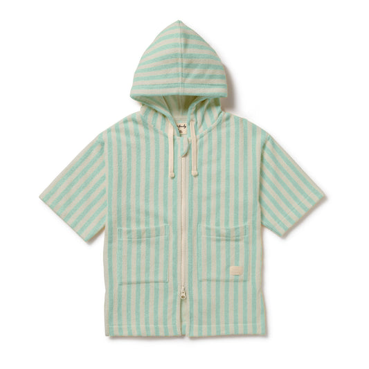 Wilson & Frenchy Seafoam Stripe Organic Terry Hooded Towel