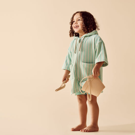 Wilson & Frenchy Seafoam Stripe Organic Terry Hooded Towel