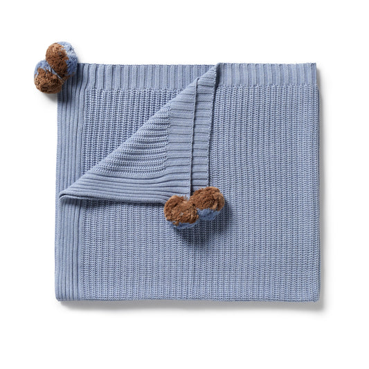 Wilson & Frenchy - Blue Speckle Organic Knitted Blanket