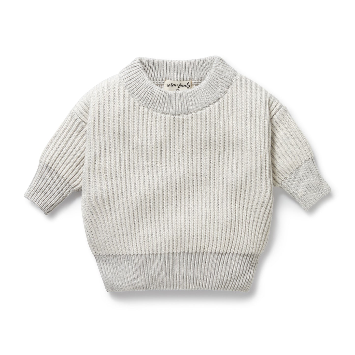 Wilson & Frenchy - Grey Melange and Oatmeal Organic Knitted Ribbed Jumper
