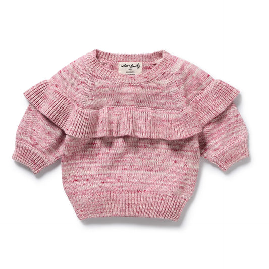 Wilson & Frenchy - Rhubarb & Cream Ruffle Knitted Jumper