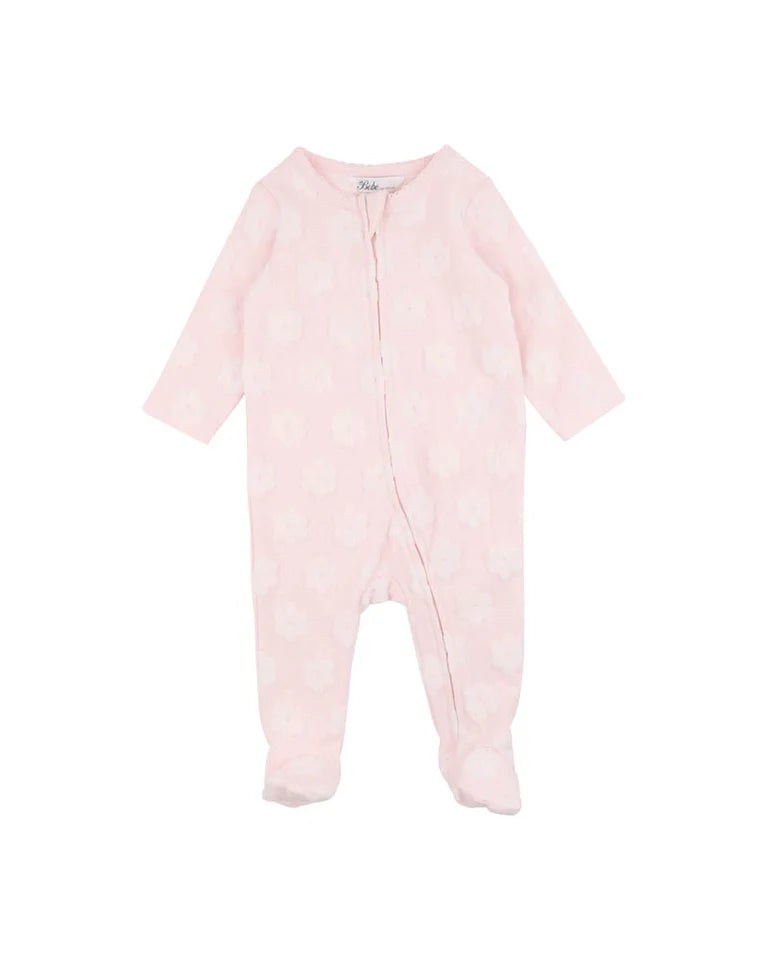 Bebe - Pink Flower Organic Jacquard l/s Onesie