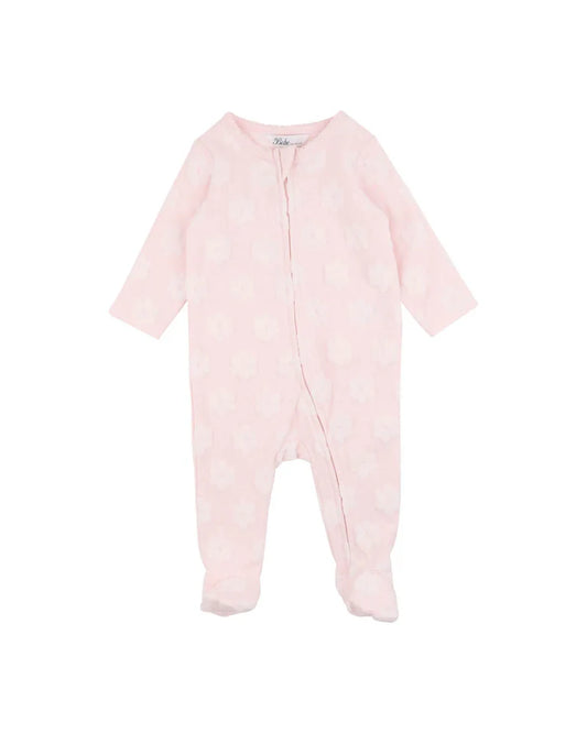 Bebe - Pink Flower Organic Jacquard l/s Onesie