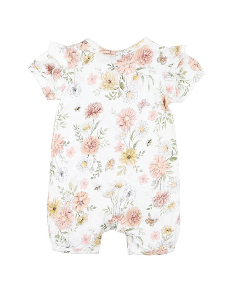 Bebe - Lara Print Short Sleeve Zip Romper