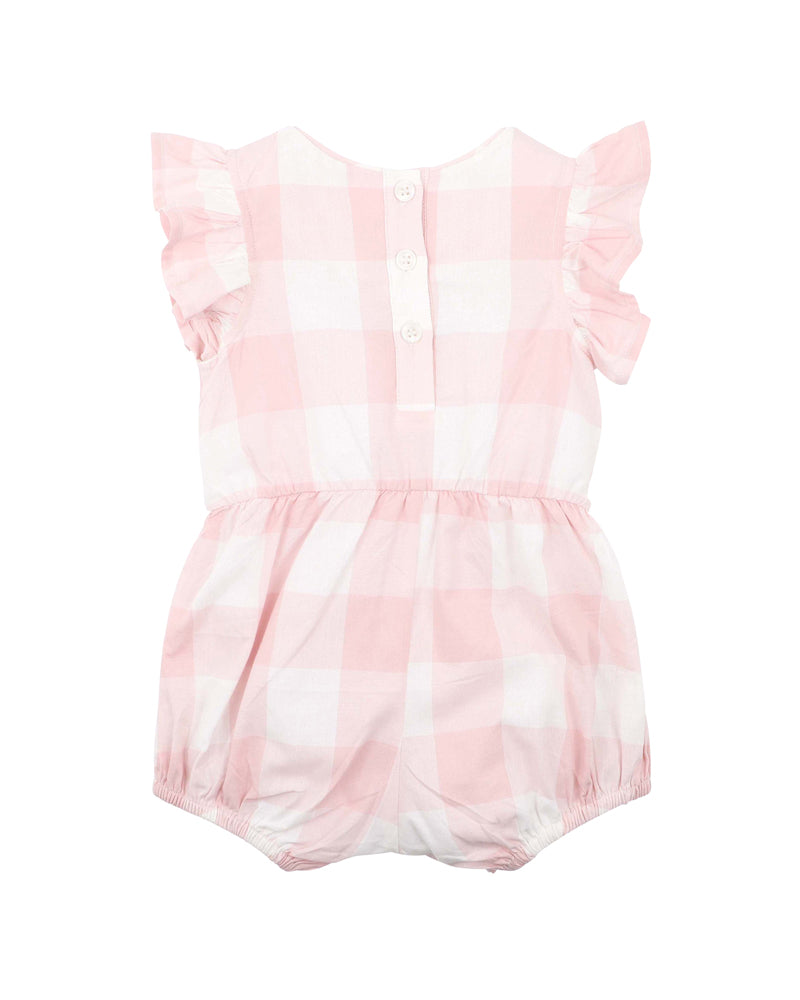 Bebe - Lara Embroidered Check Romper