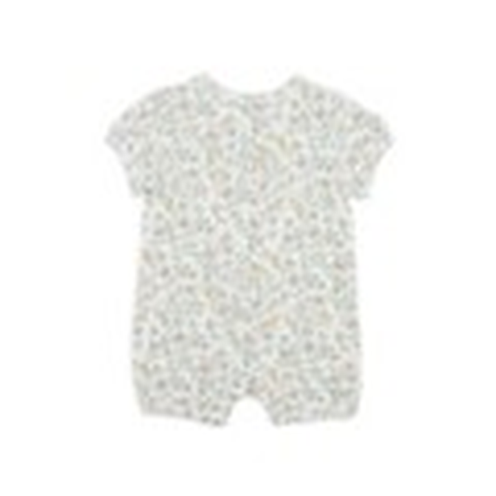 Minihaha Pia Organic SS Zip Romper in Pia Ditsy floral print organic cotton for baby