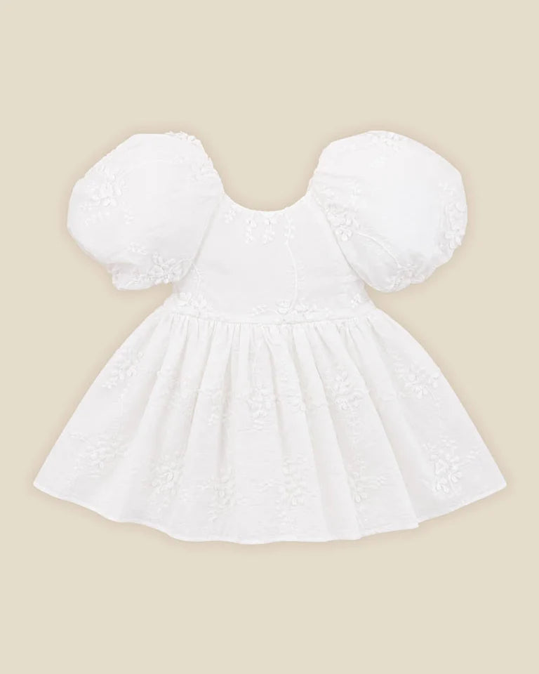 Fox & Finch -  Puff Sleeve 3D Floral Emb Dress