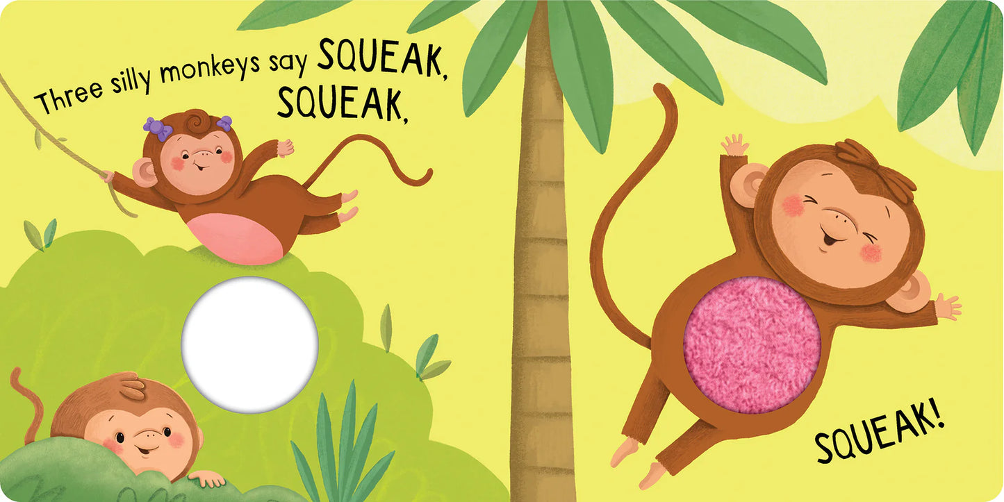 Squeaky Plush Board Book- Five Silly Monkeys