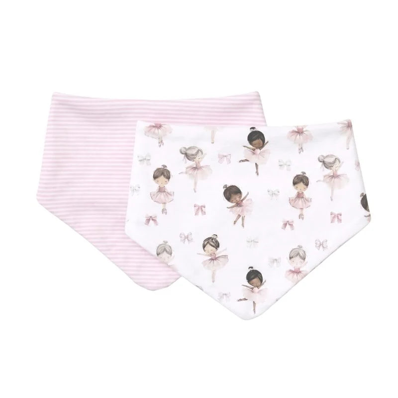 All4Ella- 2 Pack Bandana Bibs- Ballerina