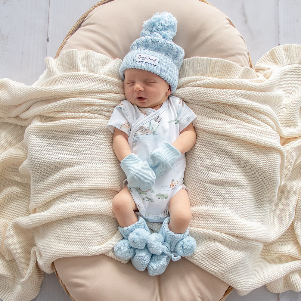 Snuggle Hunny - Baby Blue Organic Cotton Rib Mittens