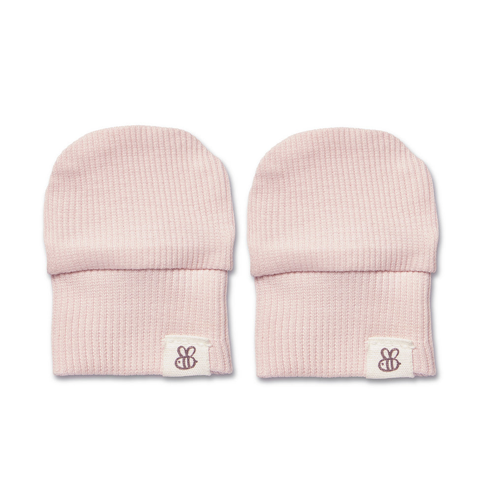 Snuggle Hunny - Baby Pink Organic Cotton Rib Mittens