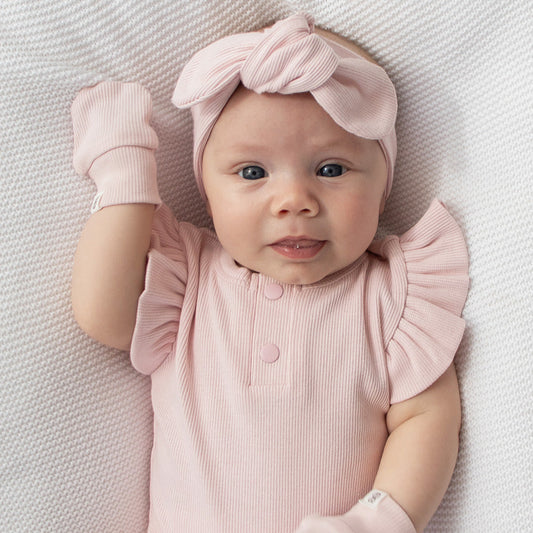 Snuggle Hunny - Baby Pink Organic Cotton Rib Mittens