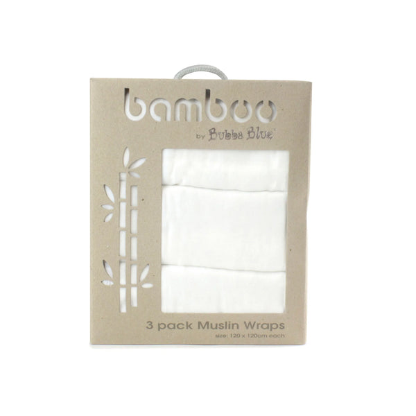 Bubba Blue- White Bamboo Muslin Wraps