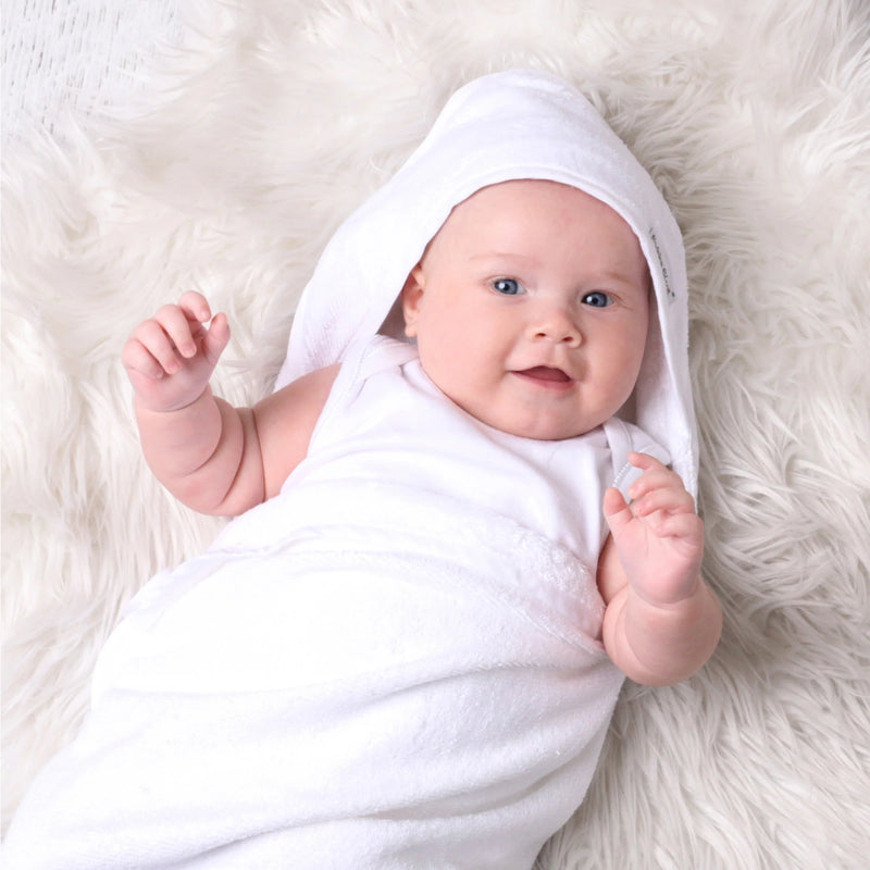 Bubba Blue- White Bamboo Hooded Towel