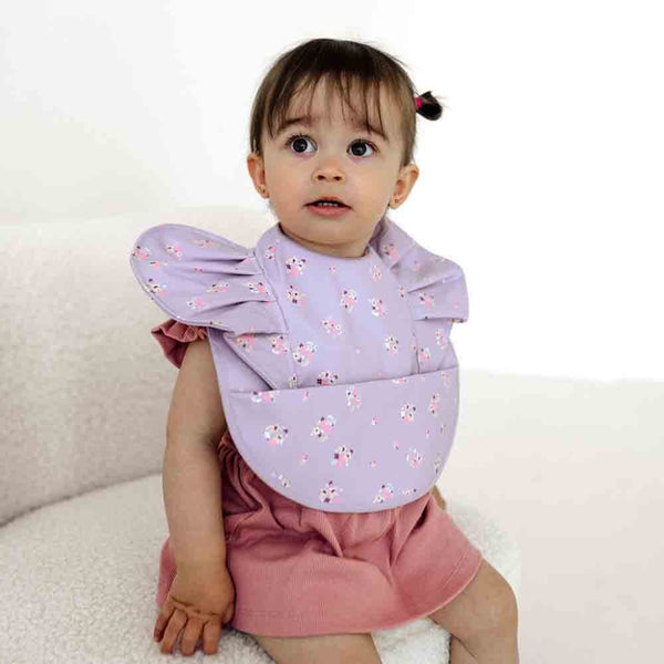 Snuggle Hunny Kids- Lilac Bloom Frill Waterproof Bib