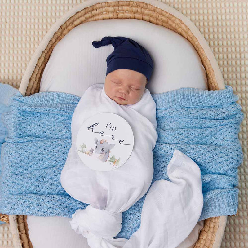 Snuggle Hunny Kids- Baby Blue Diamond Knit Baby Blanket