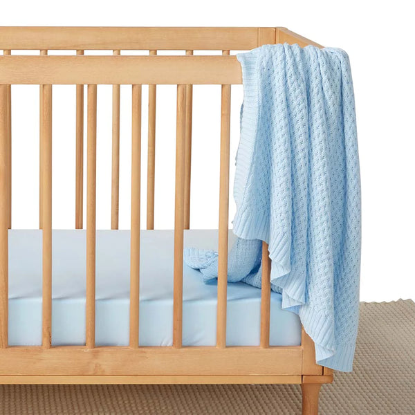 Snuggle Hunny Kids- Baby Blue Diamond Knit Baby Blanket