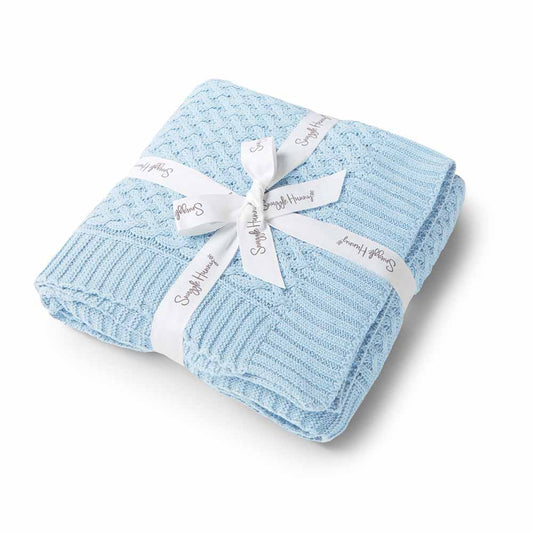 Snuggle Hunny Kids- Baby Blue Diamond Knit Baby Blanket