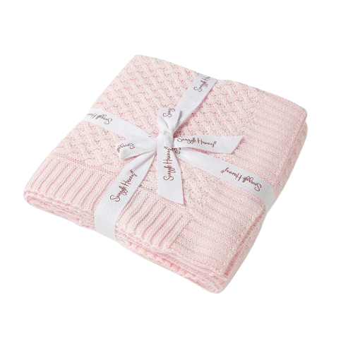 Snuggle Hunny - Blush Pink Diamond Knit Organic Baby Blanket