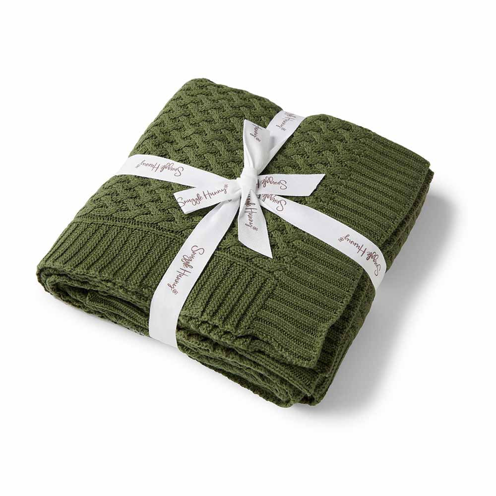 Snuggle Hunny Kids- Olive Diamond Knit Baby Blanket