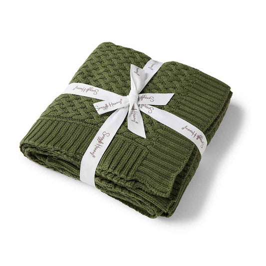 Snuggle Hunny Kids- Olive Diamond Knit Baby Blanket