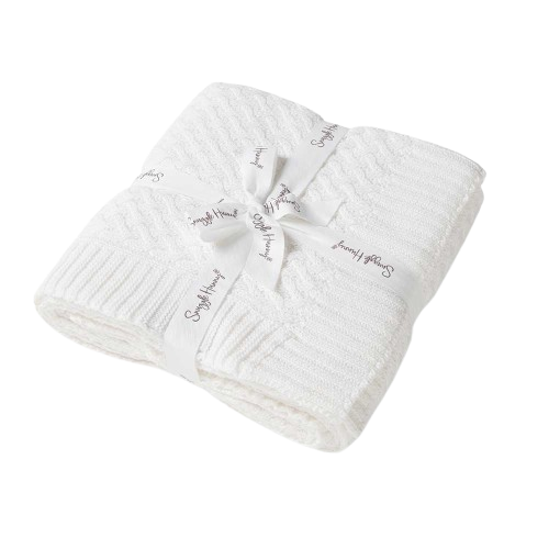 Snuggle Hunny - White Diamond Knit Organic Baby Blanket