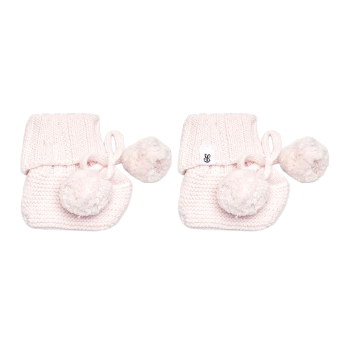 Snuggle Hunny - Blush Pink Organic Cotton Knit Booties