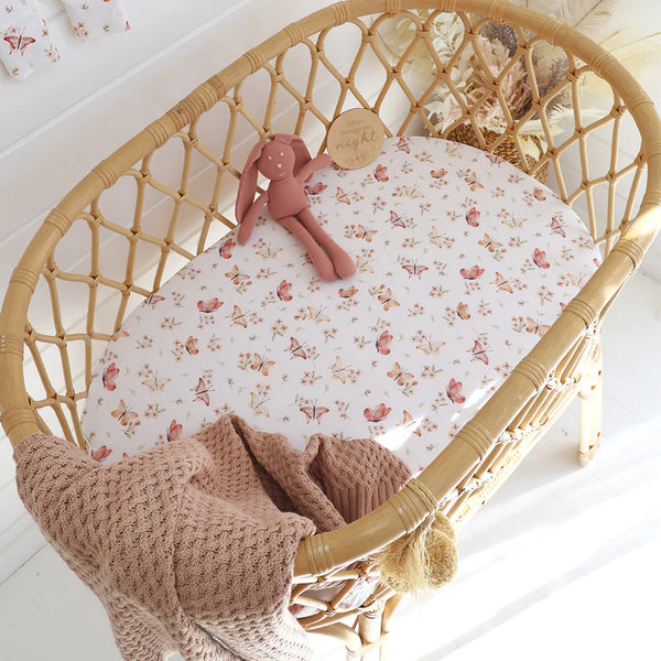 Snuggle Hunny- Butterfly Fitted Bassinet Sheet & Change Pad Cover