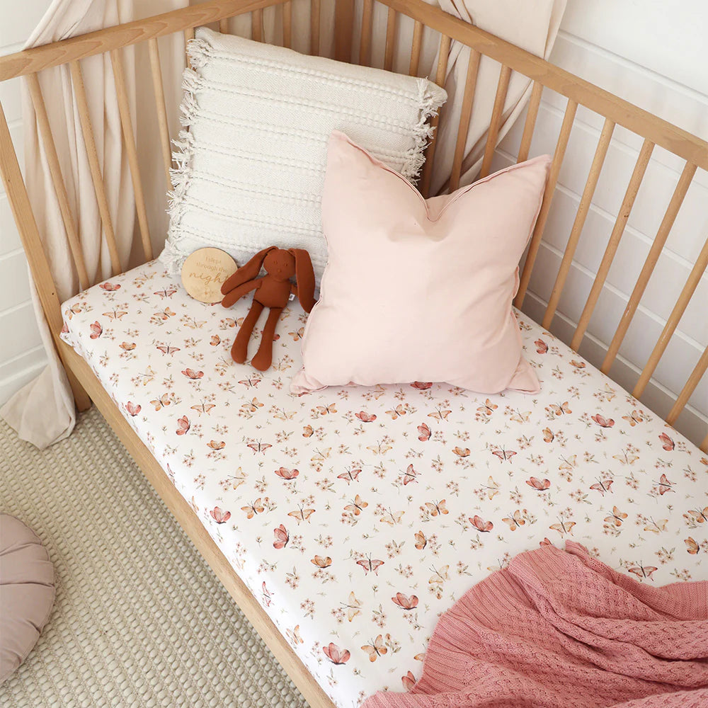 Snuggle Hunny Kids - Butterfly Organic Fitted Cot Sheet
