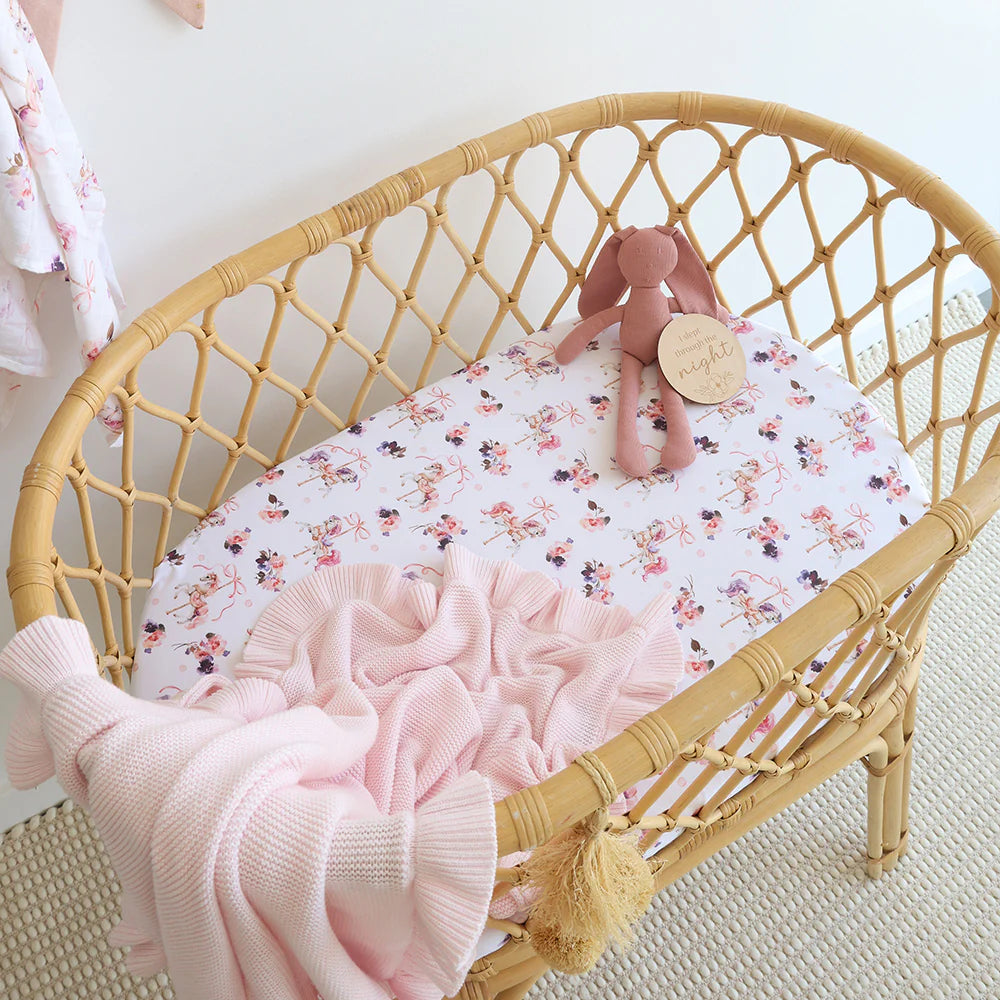 Snuggle Hunny- Carousel Fitted Bassinet Sheet & Change Pad Cover