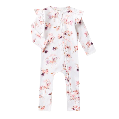Snuggle Hunny - Carousel Organic Snugglesuit Convertible Romper with Frill