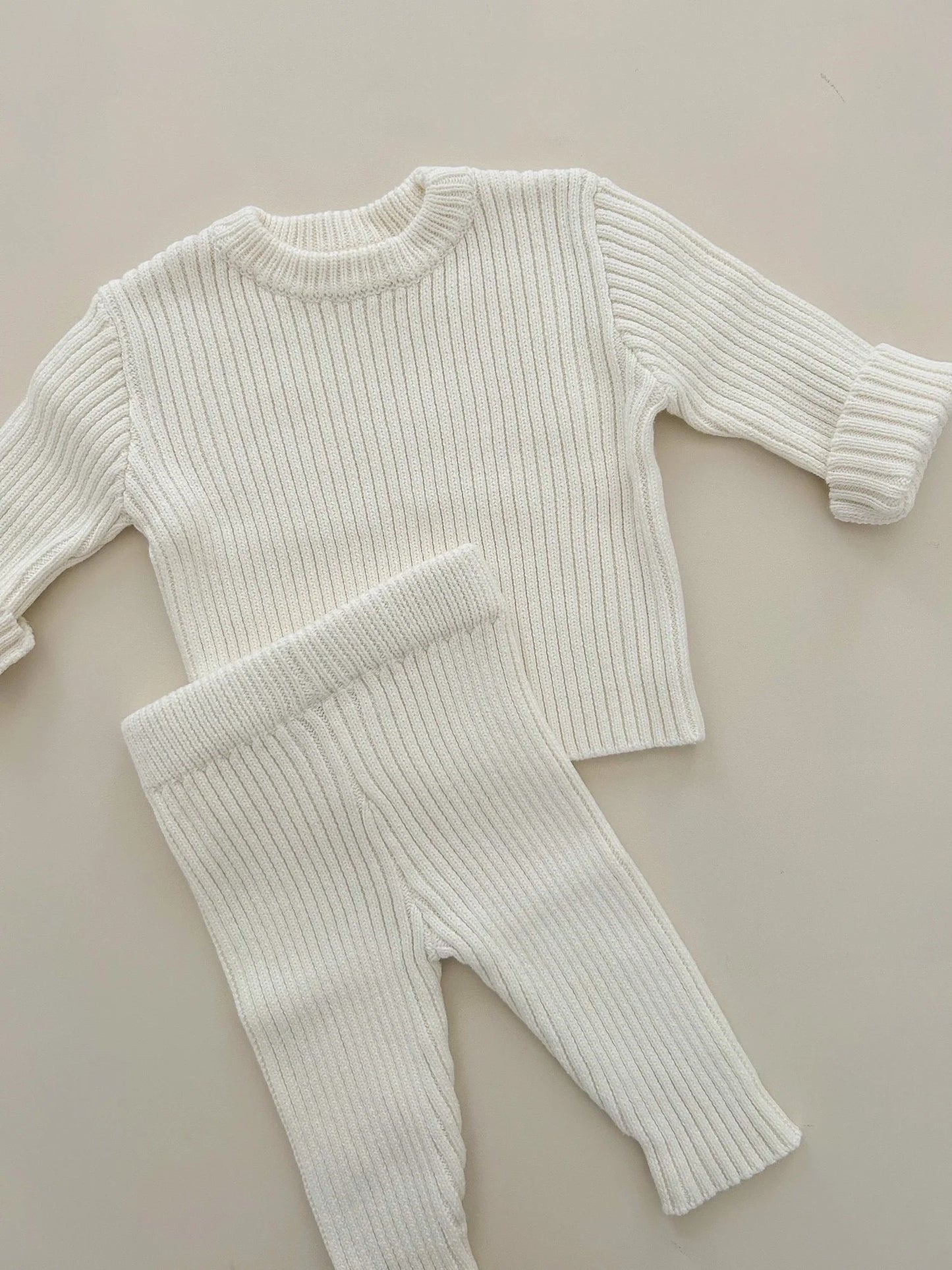 Petit + Co- Classic White Ribbed Set