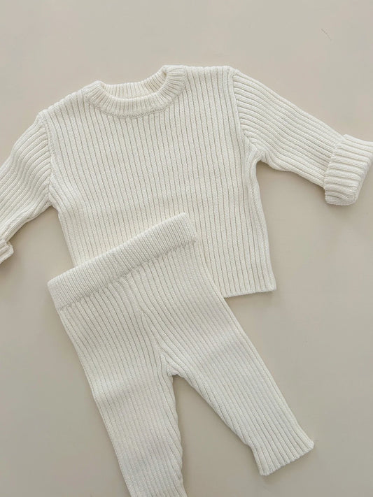 Petit + Co- Classic White Ribbed Set
