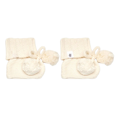 Snuggle Hunny - Cream Organic Cotton Knit Booties