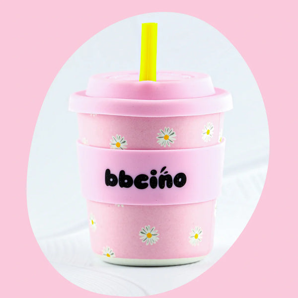 BBCino- Daisy Pink Bambino Cup & Straw 240mL