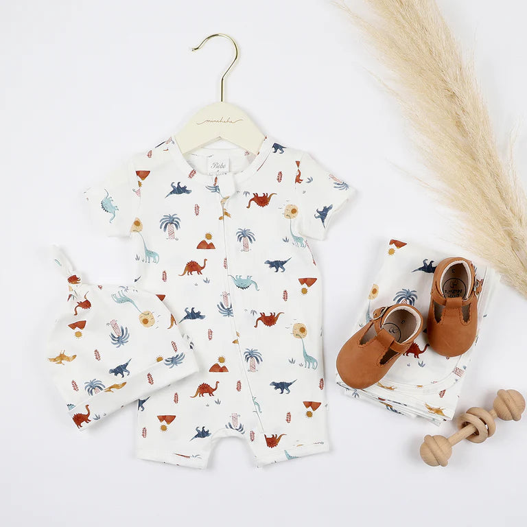 BeBe- Dino Organic Short Sleeve Romper