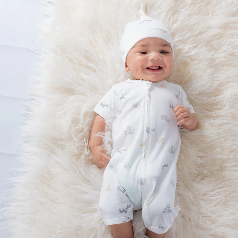 BeBe - Safari Organic Short Sleeve Romper - SIZE 00000