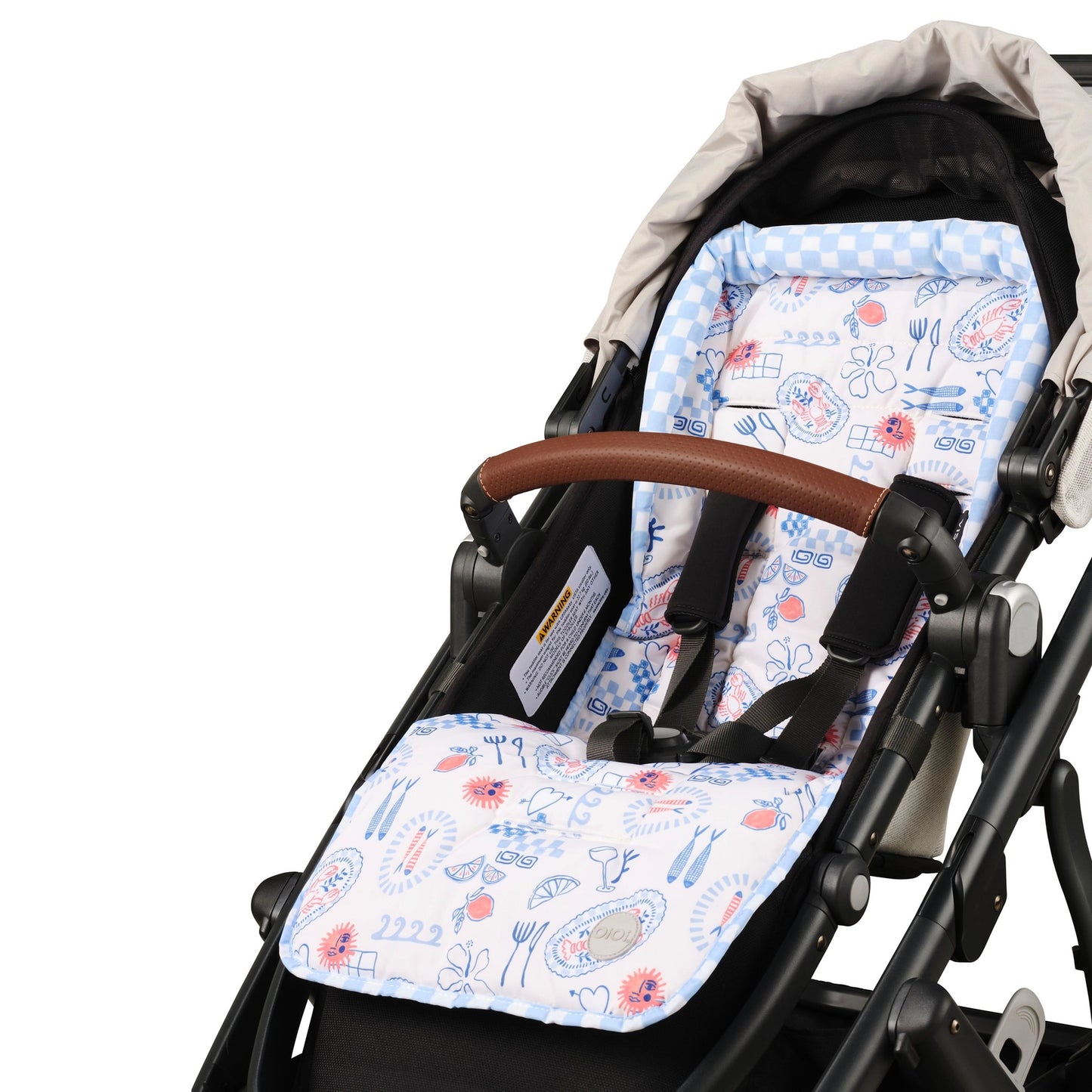 Oi Oi- Reversible Pram Liner- Mediterranean Blue/Check