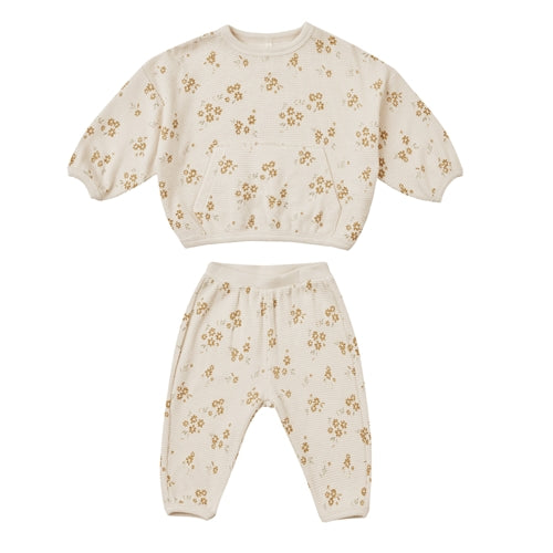 Quincy Mae- Honey Flower Waffle Slouch Set