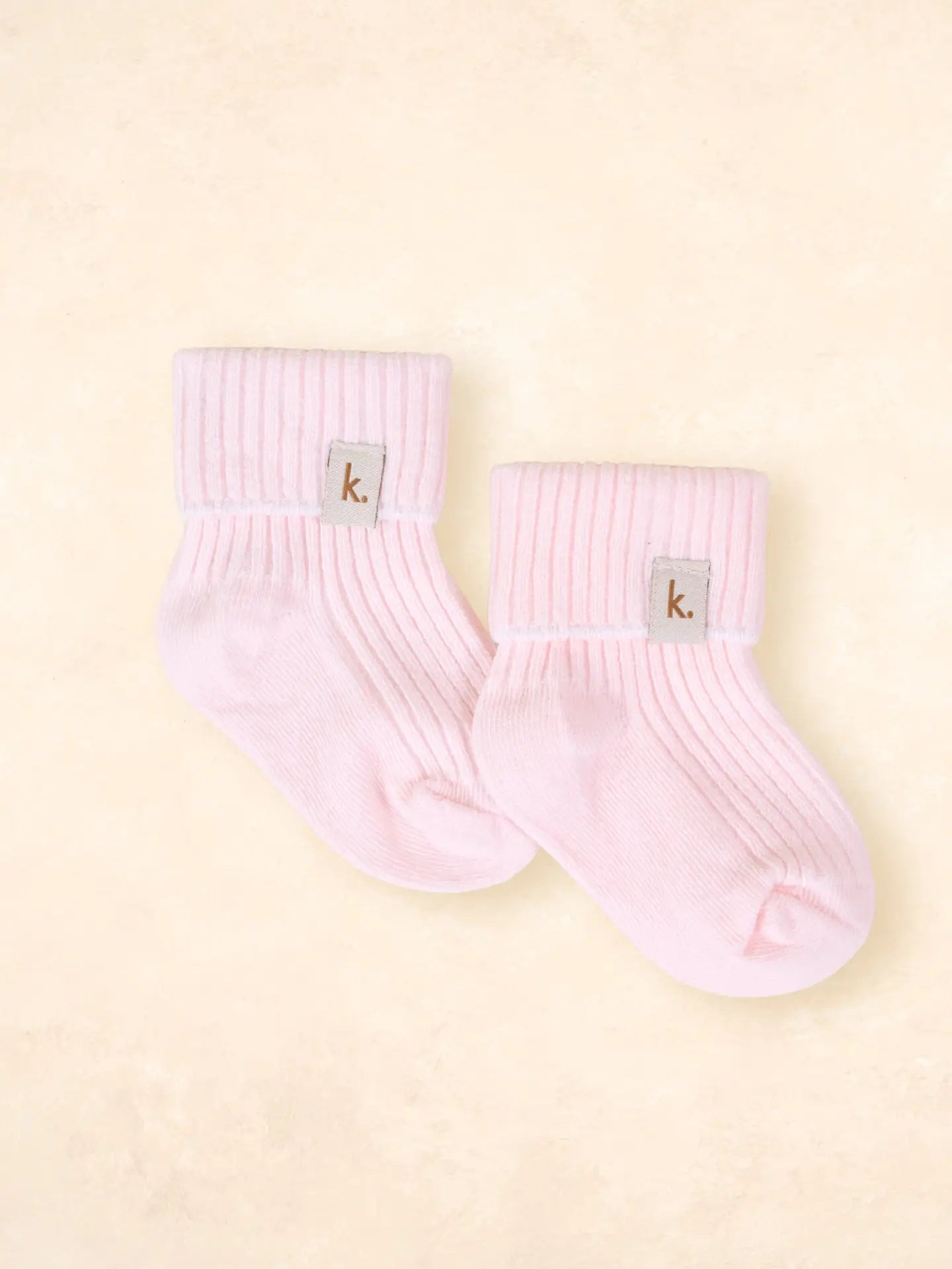 Pink Cotton Ribbed Socks with K logo for Kiin