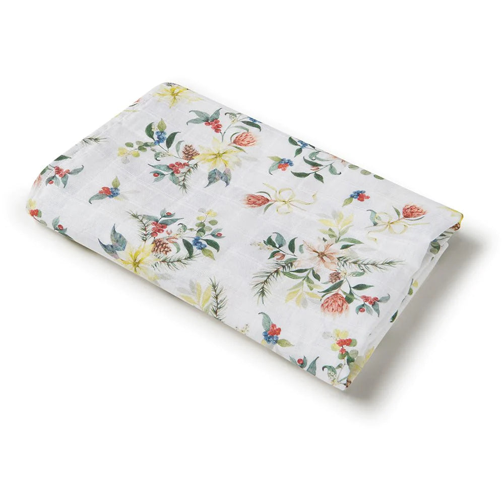 Snuggle Hunny - Festive Berry Baby Muslin Swaddle