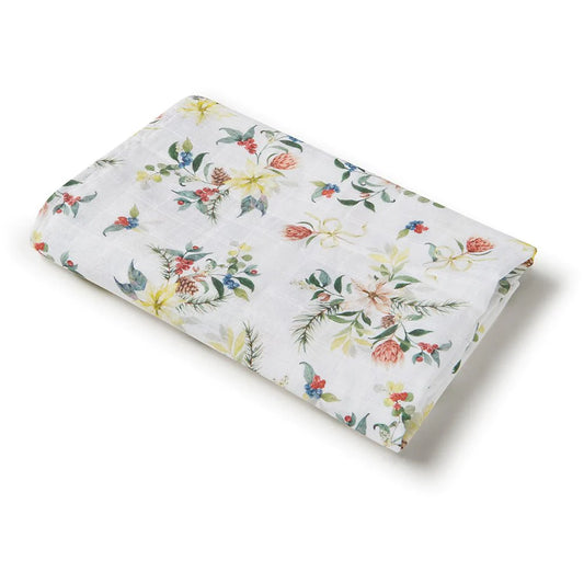 Snuggle Hunny - Festive Berry Baby Muslin Swaddle