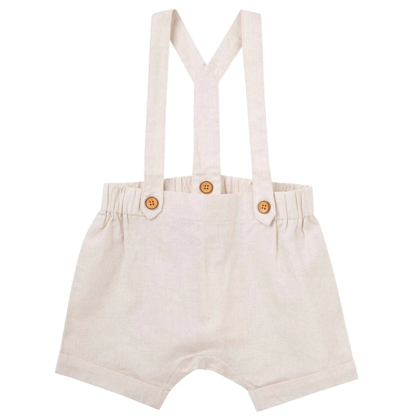 Designer Kidz- Sand Finley Linen Suspenders Short