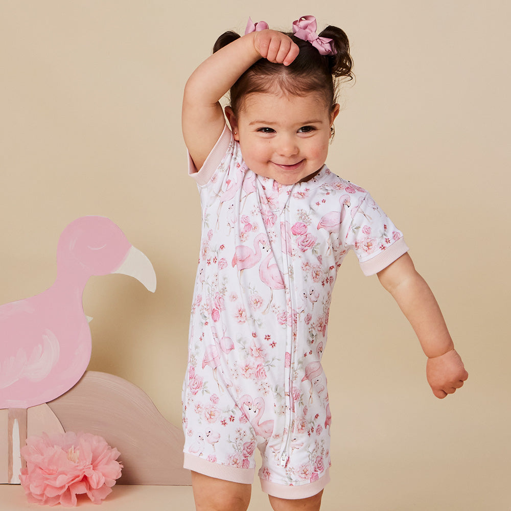 Snuggle Hunny - Flamingos Organic Snuggle Shortie