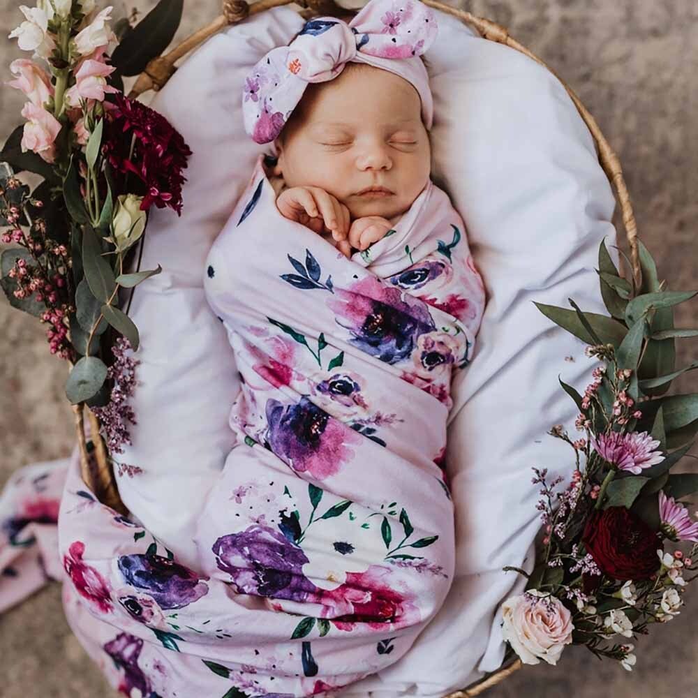 Snuggle Hunny - Floral Kiss Jersey Wrap & Beanie Set