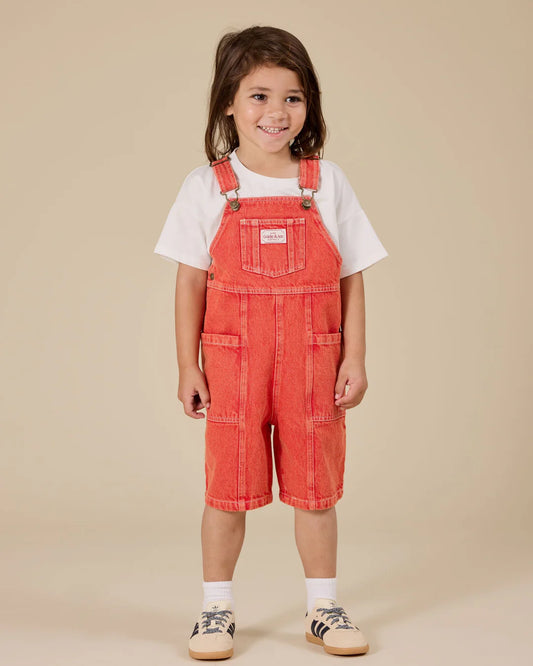 Goldie + Ace - Burton Vintage Washed Denim Pocket Overalls Apple Red
