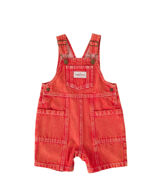 Goldie + Ace - Burton Vintage Washed Denim Pocket Overalls Apple Red