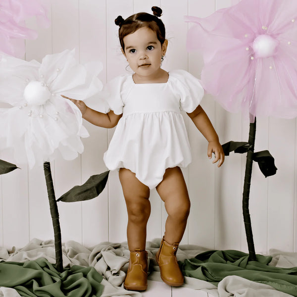 Designer Kidz- Ecru Gracie Tie Back Romper